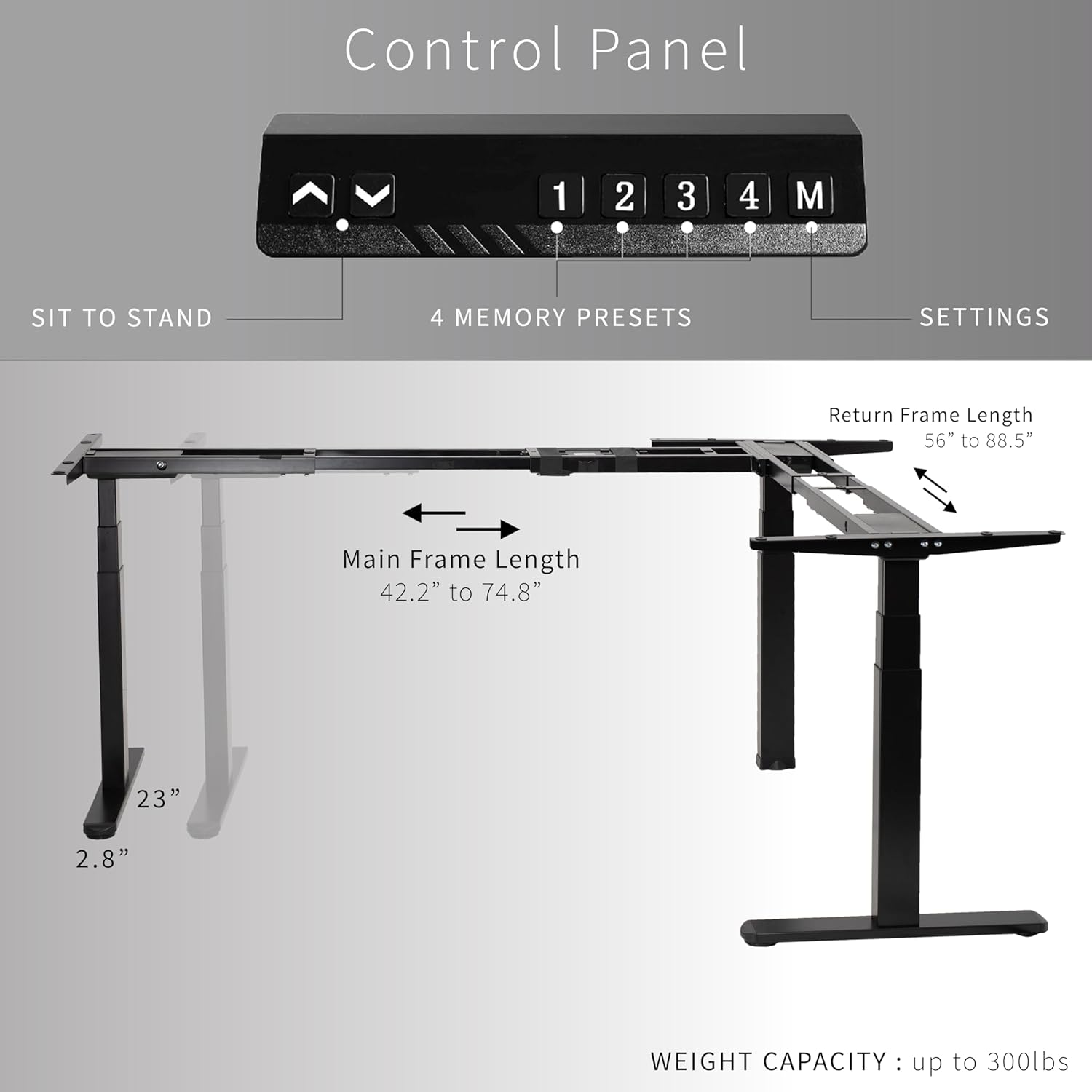 Electric Raise/Lower L-Shape Desktop Base