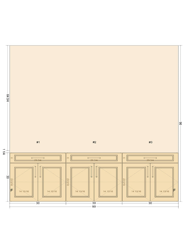#1 Triple Base Cabinet Set