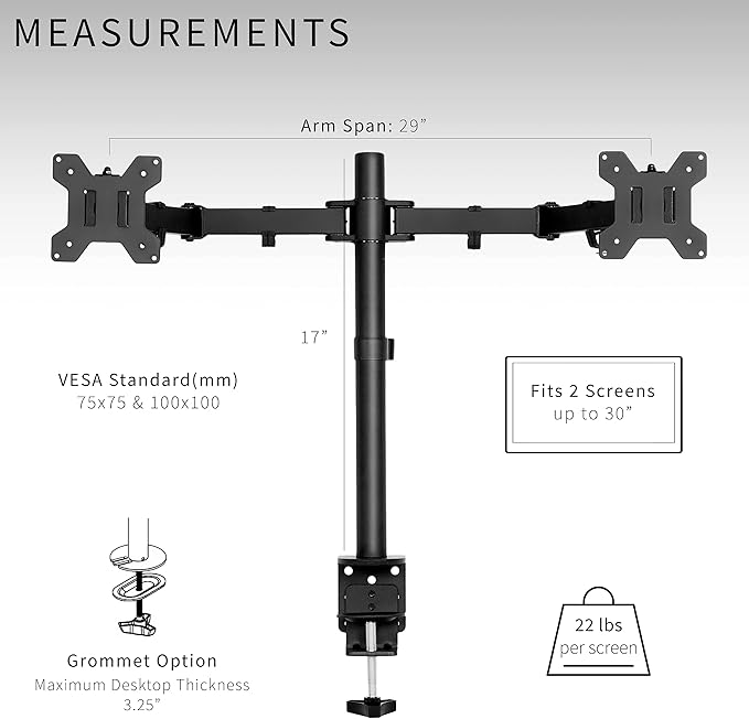 Dual Monitor Heavy Duty Adjustable Mount