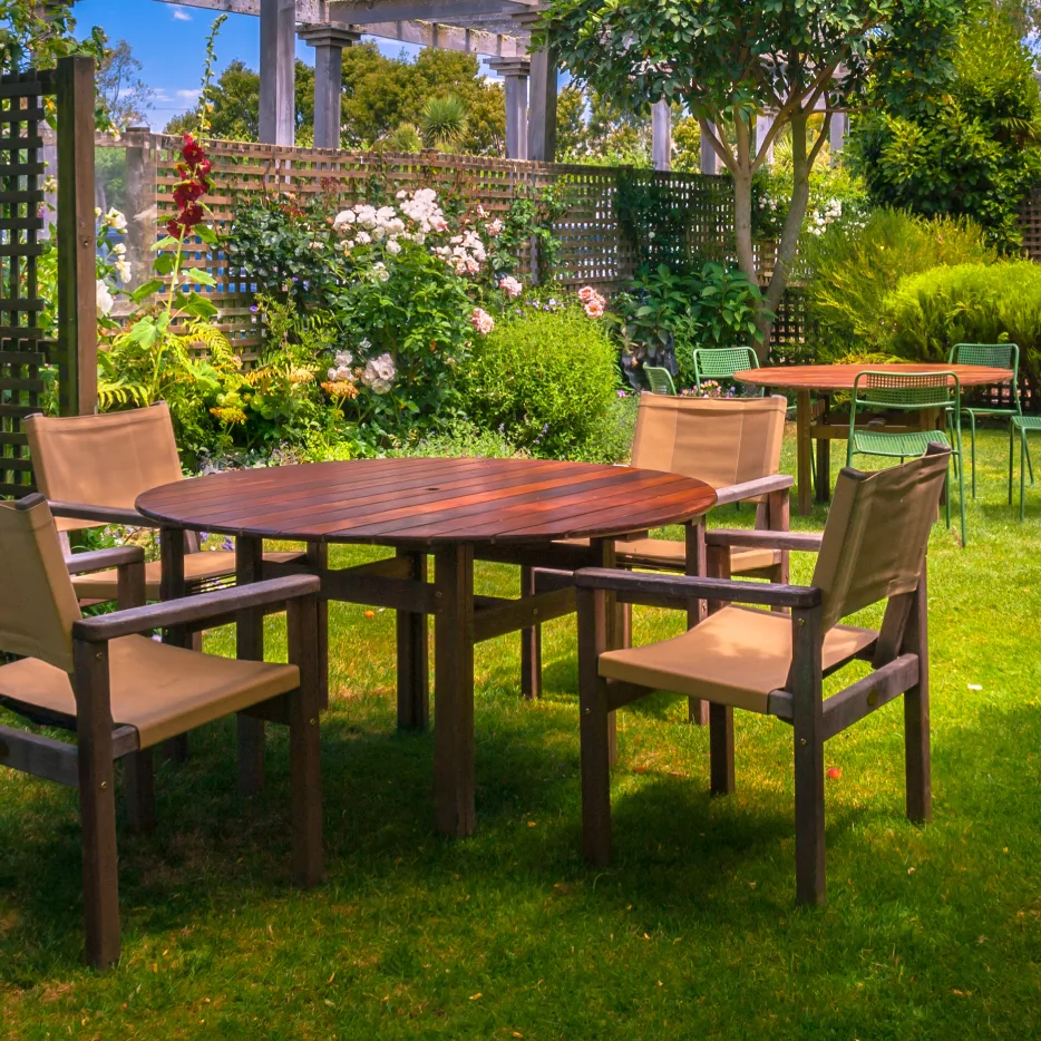 Outdoor Patio Seating Near the Garden or Golf Course